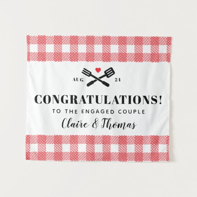 Tapiz Ropa roja de picnic y hago felicitaciones barbacoa (Anverso (horizontal))