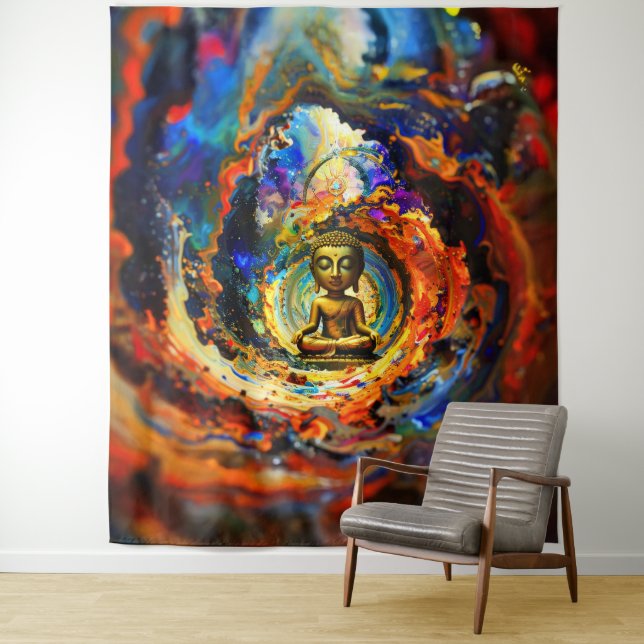 Tapiz Rorschach style Buddha 80x60 001 (In situ)