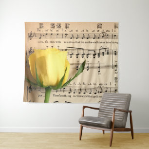 Tapiz Rosa amarilla de la música de la hoja
