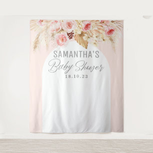 Tapiz rosa Boho Floral Pampass Baby Girl Shower Fondo