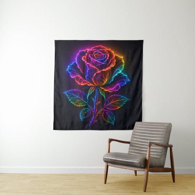 Tapiz Rosa de Arcoíris de Neón Vibrante con Brillo Eléct (In situ)