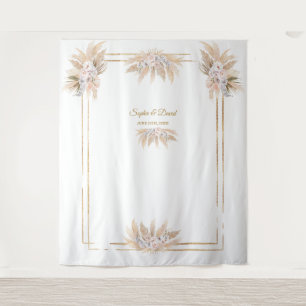 Tapiz Rosa de orquídea blanca, hierba de Pampas, cabina