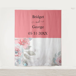 Tapiz rosa de peonía abstracto de acuarela de albaricoqu