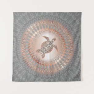 Tapiz Rosa Dorado Gris Tortuga Y Mandala