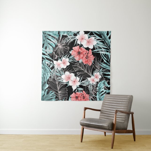 Tapiz Rosa Dorado Tropical Elegante Botánico Isla Luau (In situ)