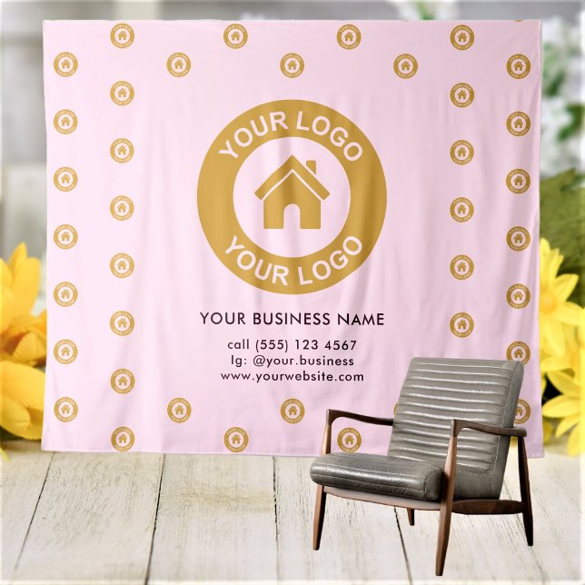 Tapiz Rosa Evento Empresarial con Logotipo de Empr (Subido por el creador)