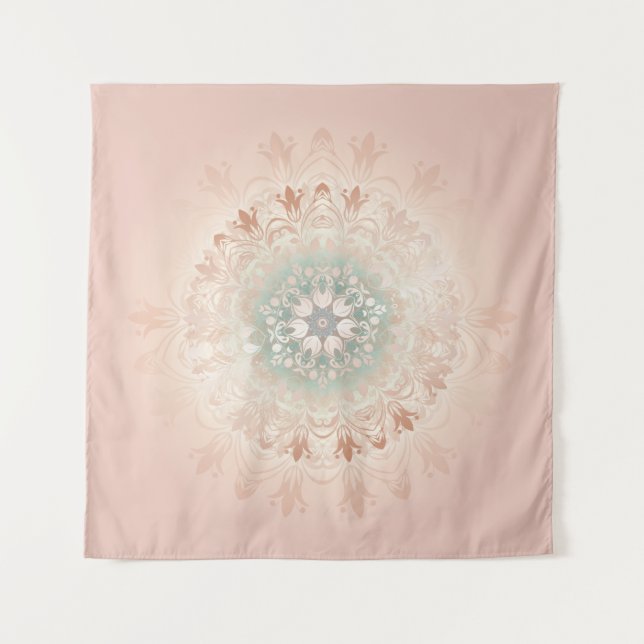 Tapiz Rosa Gold Rubor Floral Mandala (Anverso)