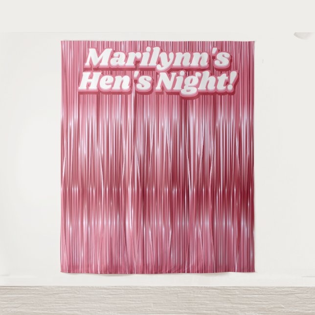 Tapiz Rosa nocturno de Hen, fondo de Faux Tinsel rosado (Anverso)