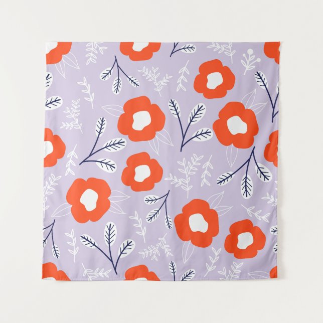 Tapiz Rosa Pastel Botánico: Patrón Floral (Anverso)