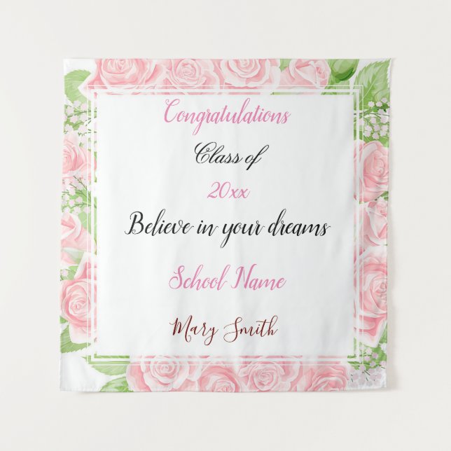 Tapiz Rosa personalizada floral popular (Anverso)