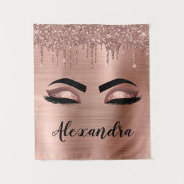 Tapiz Rosa Purpurina dorado Esparkle Eyelashes Monograma