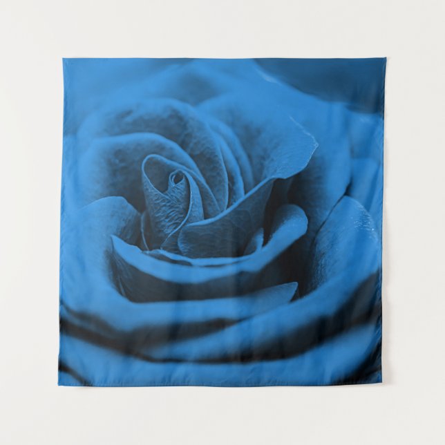 Tapiz Rosa roja azul de cerca, belleza macro. (Anverso)