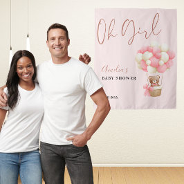 Tapiz Rosa Teddy Bear Oh Chica Balloon Fiesta Baby Showe