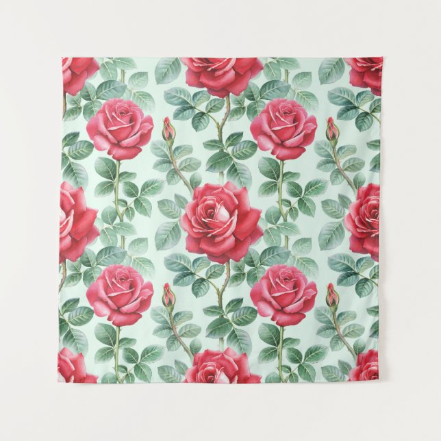 Tapiz Rosas acuáticos: Ilustracion floral sin foco. (Anverso)