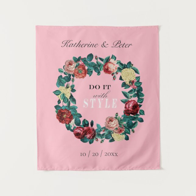 Tapiz Rosas de cosecha elegante y motivacional (Anverso)