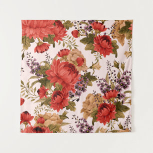 Tapiz Rosas de patrón floral sin soldadura con crisantem