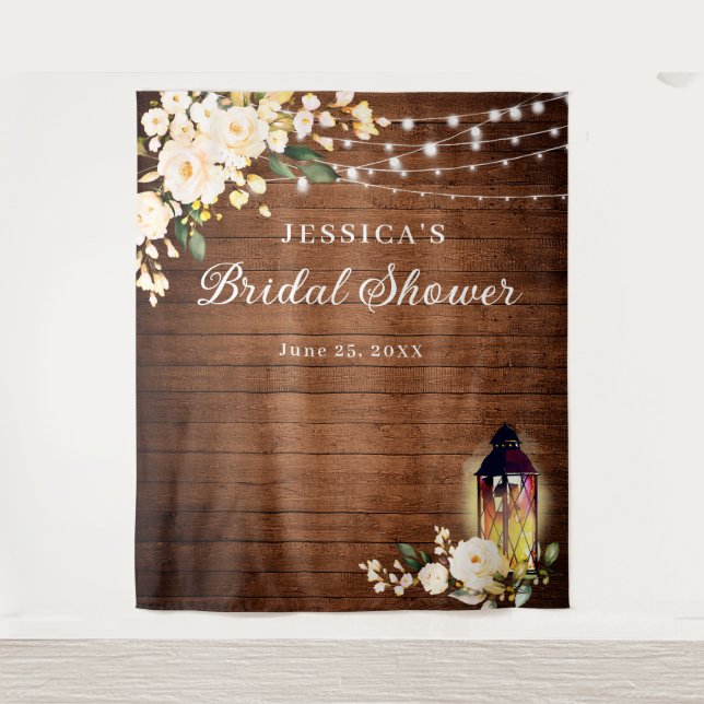 Tapiz Rosas de Rubor Lantern Wood Bridal Shower (Anverso)