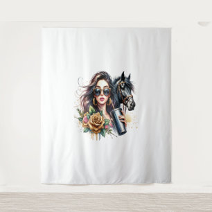 Tapiz Rosas estéticos Chicas Purpurinas de caballos