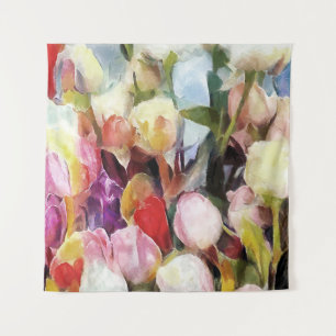 Tapiz Rosas Modernas Tulipanes Ramo: Pintura al óleo abs
