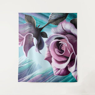 Tapiz Rosas radiantes: Pétalos rosa y púrpura perfecto
