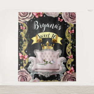 Tapiz Rosas rosados mariposas fondo fotográfico