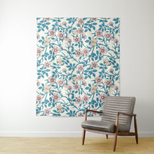 Tapiz Rosas silvestres y mariposas /rosado/azul/blanco a