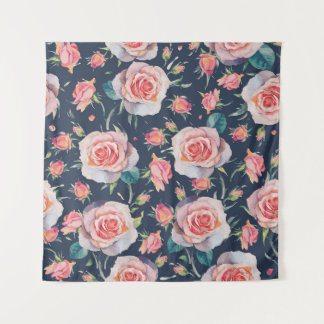 Tapiz Rosas y Rosebuds: Floral Seamless.