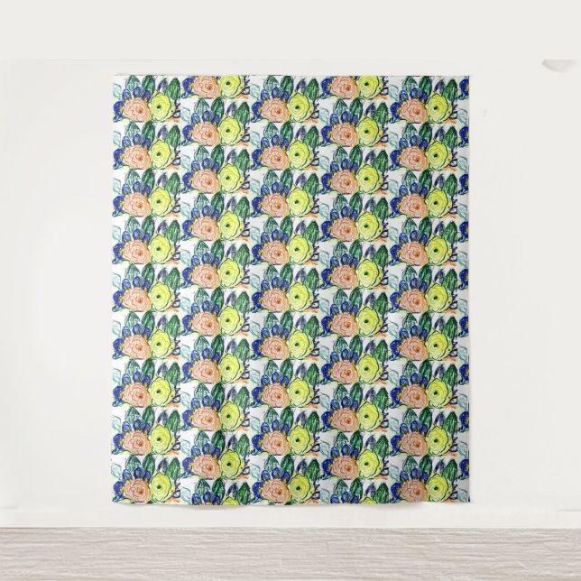 Tapiz Rosas y Ruscus hipophyllum (Anverso)