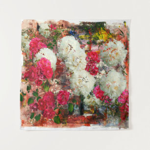 Tapiz Roses and peonies and roses, mixed media and abstr