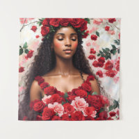 Roses Rojos Bella Mujer Negra Arte