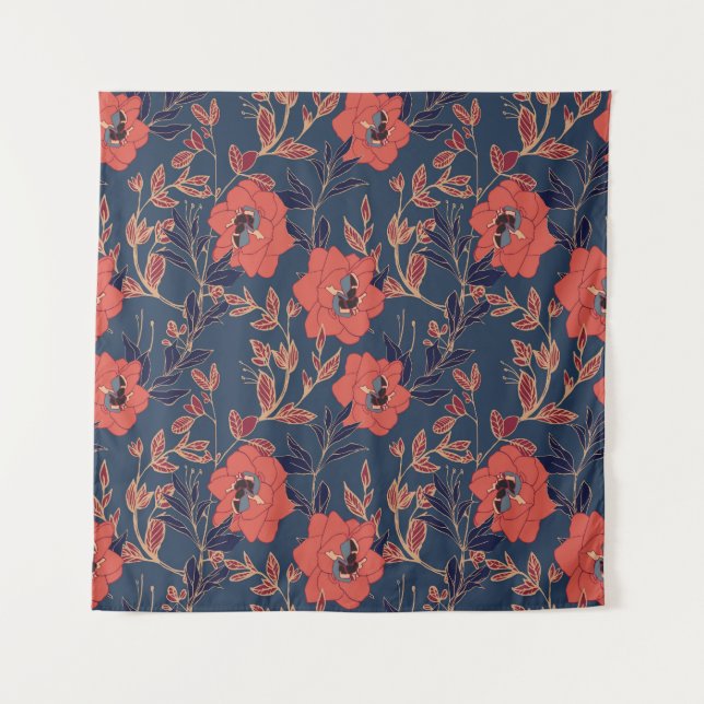 Tapiz Roses Roses Roses Peonies Fondo oscuro (Anverso)