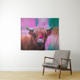 Tapiz "Rosie de las Tierras Altas" – Retrato de Vaca de