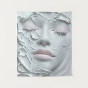 Tapiz Rostro de niña etérea en textura suave blanca