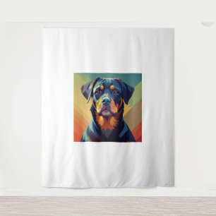Tapiz Rottweiler de arte pop retro - Retrato de perro co