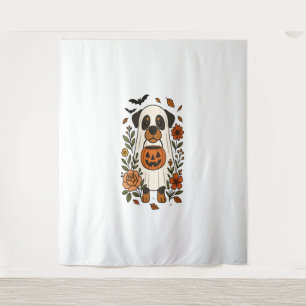 Tapiz Rottweiler de Halloween con flores