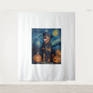 Tapiz Rottweiler Perro Lindo Halloween Jack O Lantern Ca
