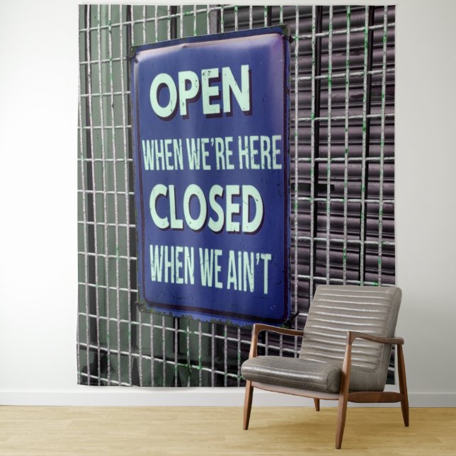 Tapiz Rótulo abierto gracioso, Rótulo cerrado gracioso (In situ)