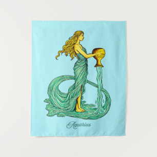 Tapiz Rótulo Aquarius Zodiac, mujer con agua dulce
