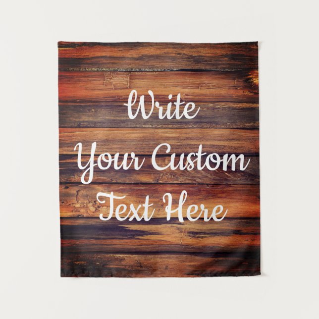 Tapiz Rótulo de fondo de foto de recepción de boda rústi (Anverso)