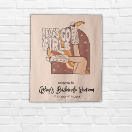 Tapiz Rótulo de fondo de rodeo rosa Retro Pastel