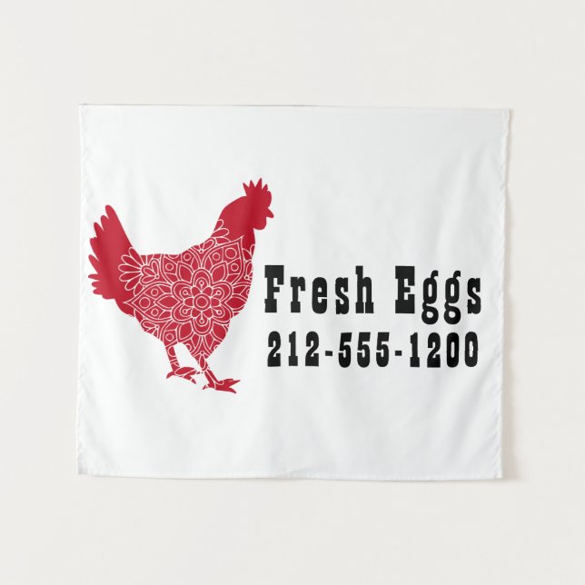 Tapiz Rótulo de huevos frescos de pollo rojo (Anverso (horizontal))
