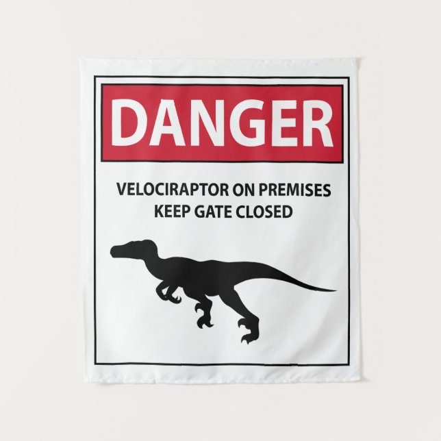 Tapiz Rótulo de peligro (Raptors) (Anverso)