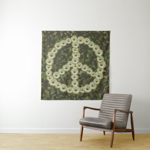 Tapiz RÓTULO de símbolo PEACE - Camuflaje de margarita h