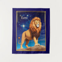 Rótulo Leo Zodiac bajo un cielo estrellado