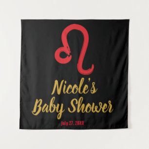 Tapiz Rótulo Red LEO Zodiac Julio Agosto Aniversario Fon