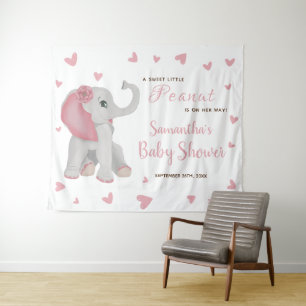 Tapiz Rótulo Rubor Pink Elephant Baby Shower Backdrop