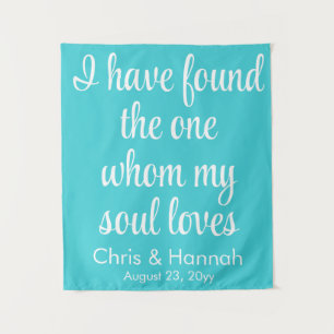 Tapiz Rótulo ruso de Boda azul turquesa por ceremonia