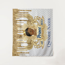Tapiz Royal African Prince Gold Glitter Drip Backdrop