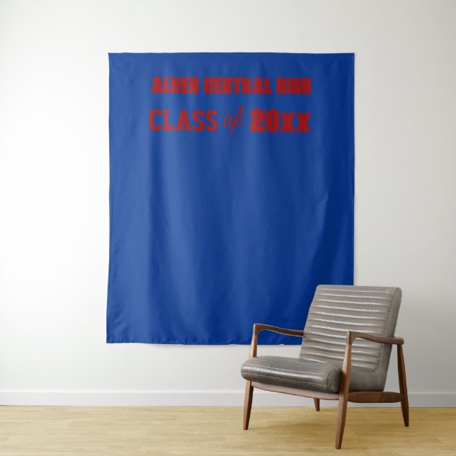 Tapiz Royal Blue and Red School Colors Photo Backdrop (In situ)