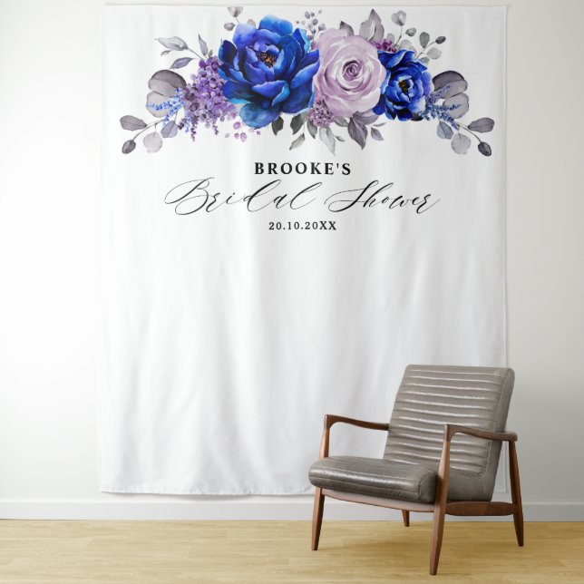 Tapiz Royal Blue Lilac Purple Floral Bridal Shower (In situ)